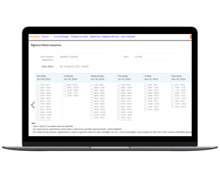 İngilizce Ders Rezervasyonu